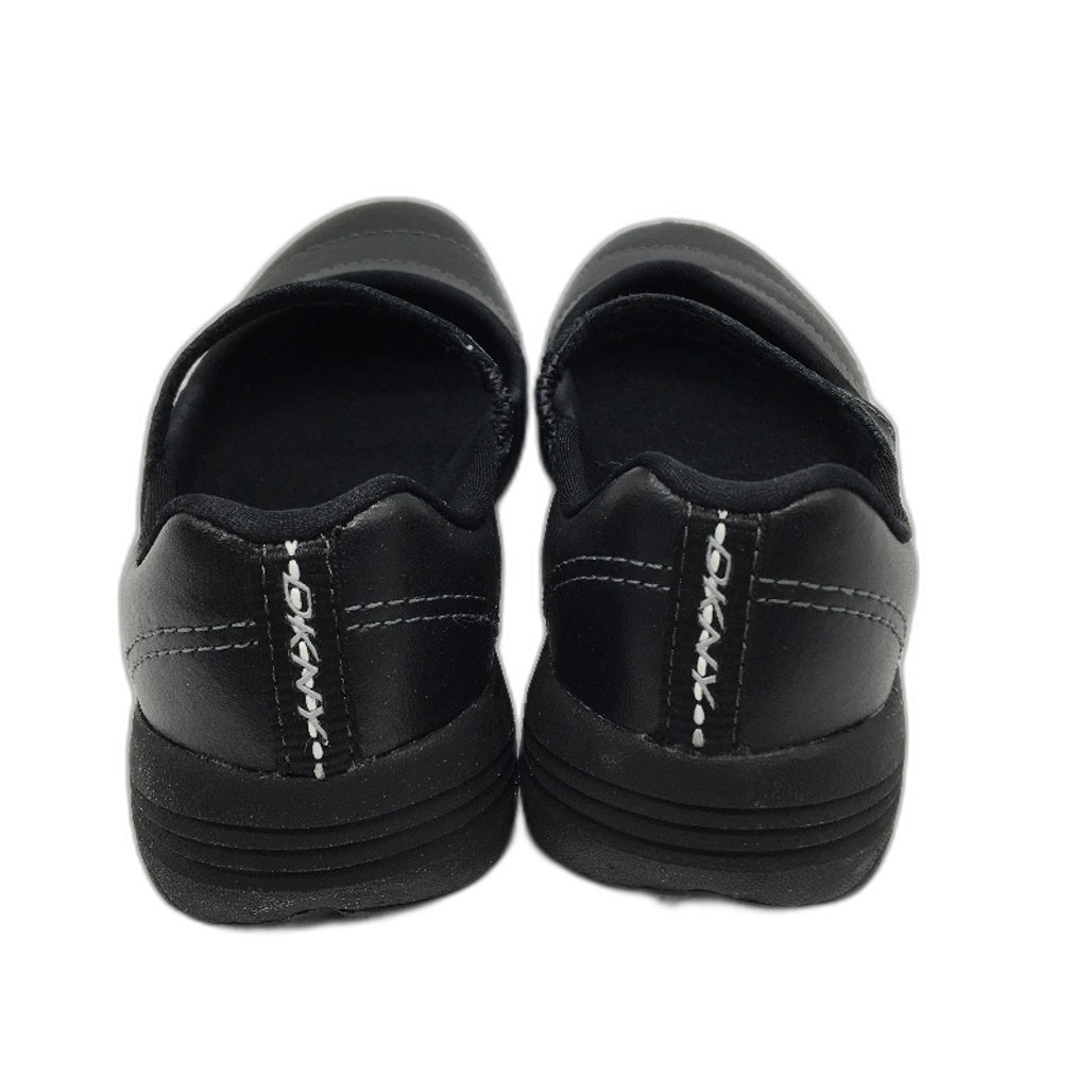DKNY Cheri Black Elastic Strap Leather Casual Shoe Girls Kids Size 12 20cm NEW
