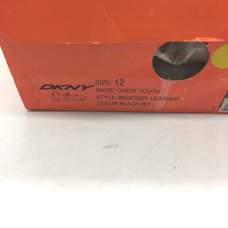 DKNY Cheri Black Elastic Strap Leather Casual Shoe Girls Kids Size 12 20cm NEW