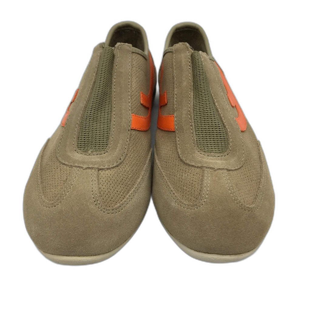 DKNY Khaki & Orange Leather Lexi Slip On Casual Sneaker Shoe Ladies Size 6 NEW