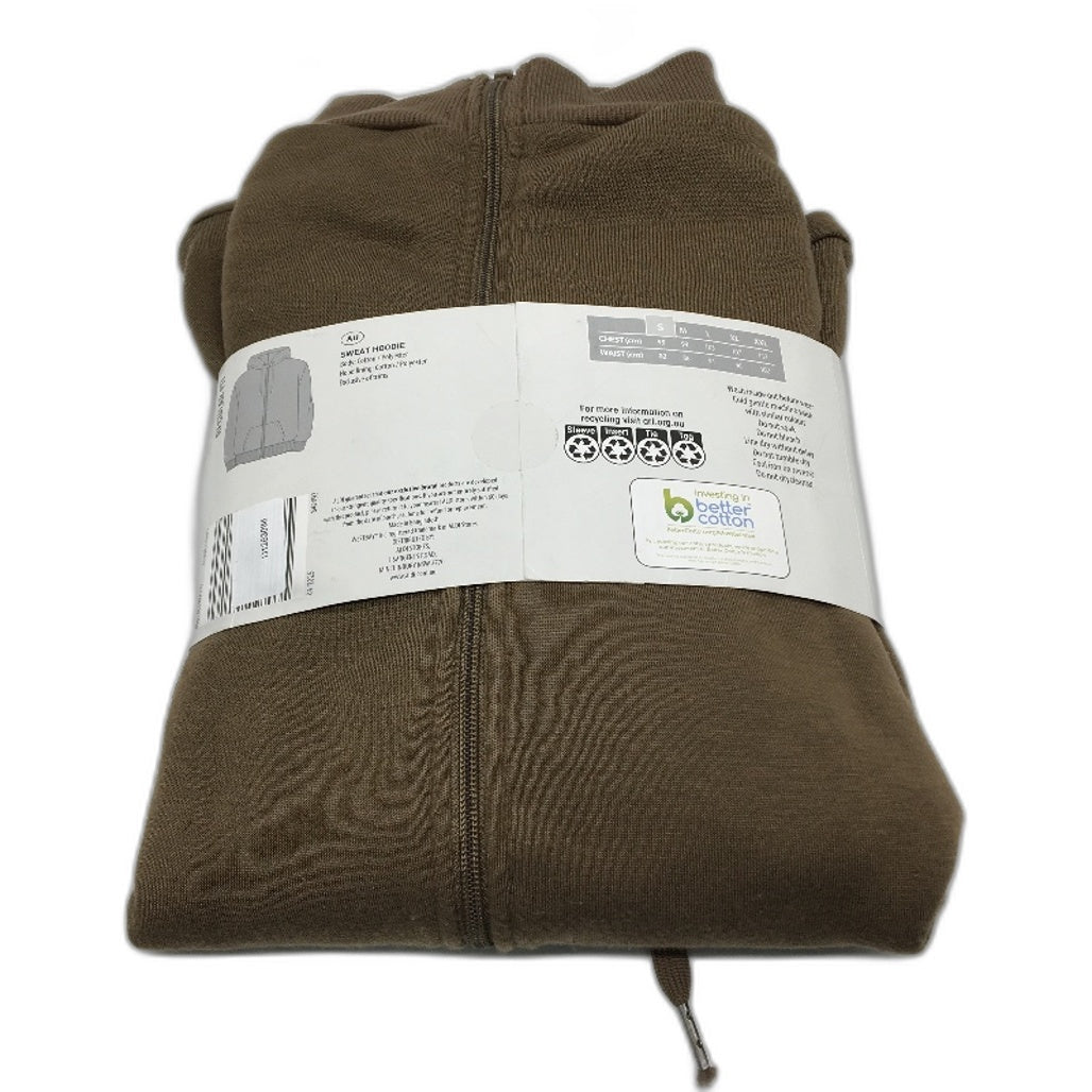 Westbay Brown Cotton Blend Hooded Sweat Zip Up Top Mens Size Small NEW