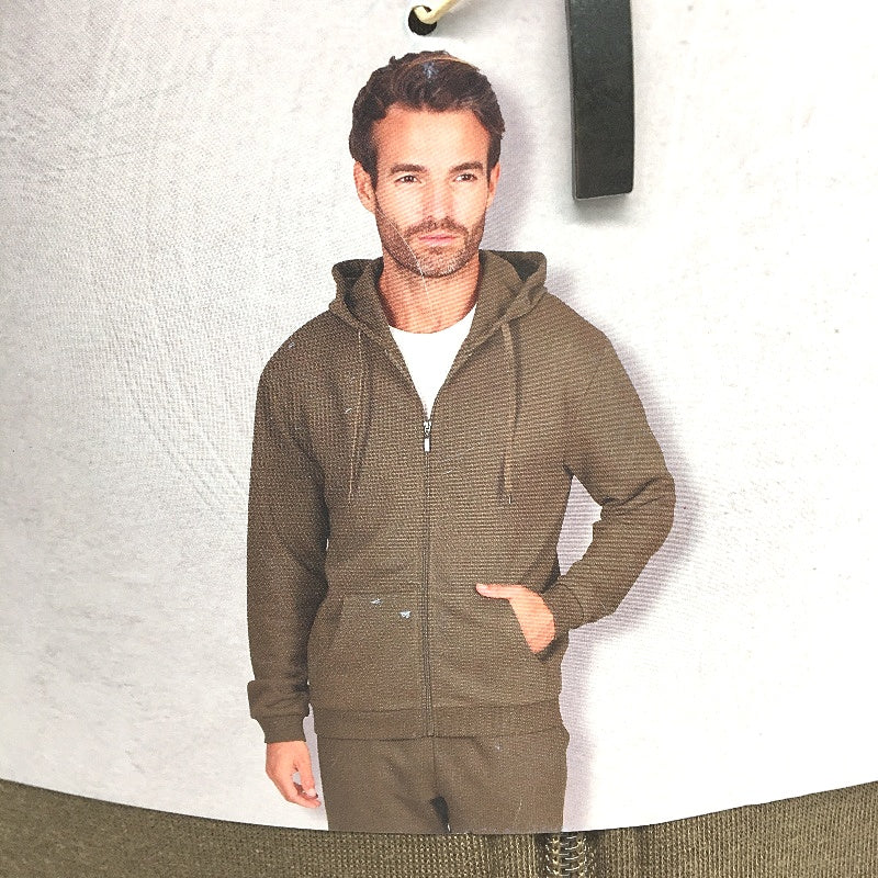 Westbay Brown Cotton Blend Hooded Sweat Zip Up Top Mens Size Small NEW