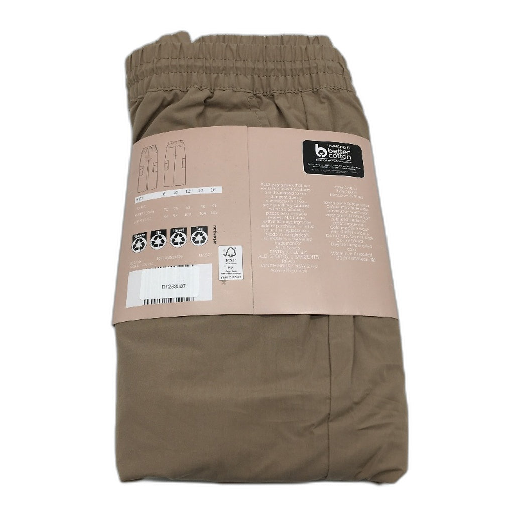 Serra Khaki Drawstring Cargo Pants Relaxed Leg Parachute Fabric Ladies Sz 16 NEW