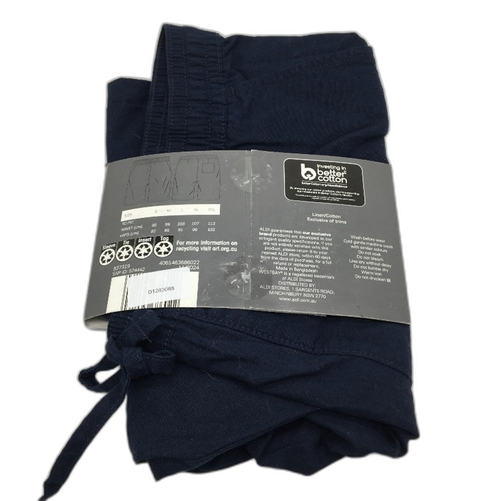 Westbay Navy Blue Linen Blend Elastic Waist Casual Shorts Mens Size XXL NEW