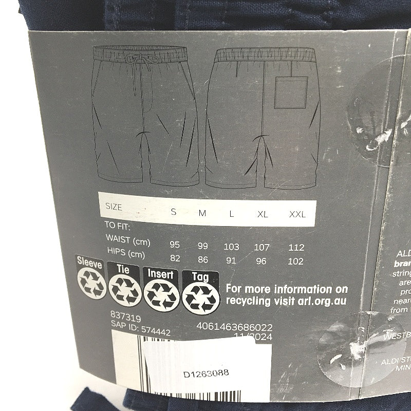 Westbay Navy Blue Linen Blend Elastic Waist Casual Shorts Mens Size XXL NEW