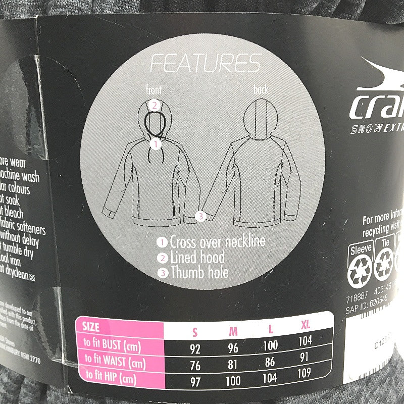 Crane Charcoal Grey Moisture Regulating Fleece Hoodie Jumper Ladies Size M NEW