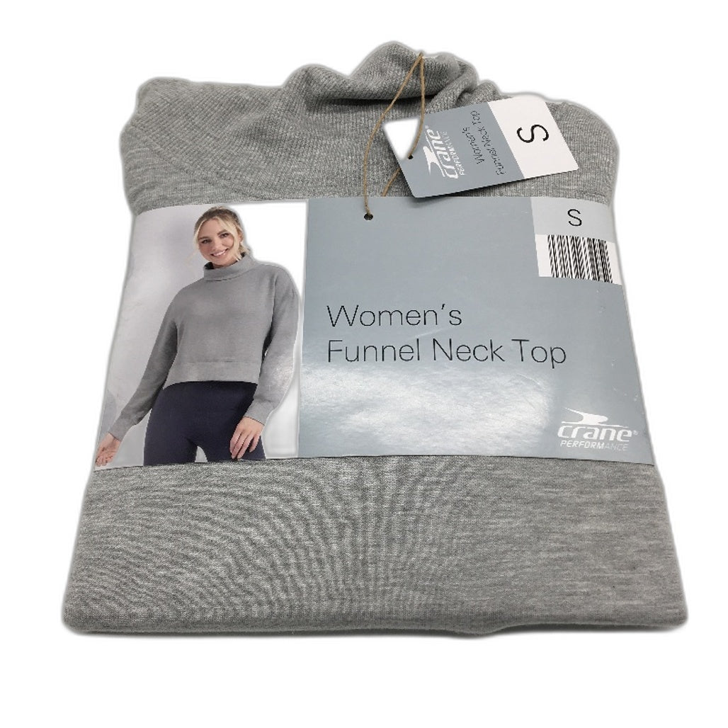 Crane Performance Funnel Neck Classic Soft Grey Sweater Jumper Top Size S NEW