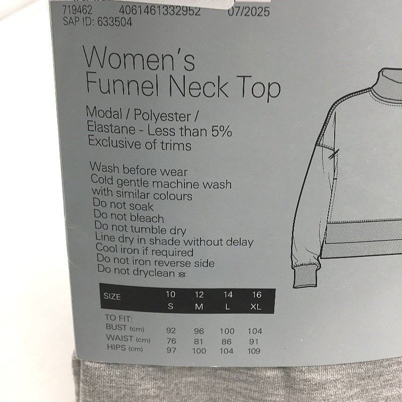 Crane Performance Funnel Neck Classic Soft Grey Sweater Jumper Top Size S NEW