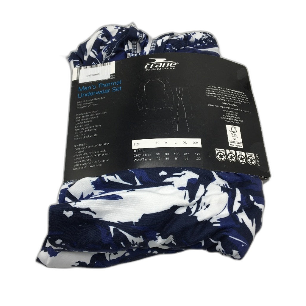 Crane Snow Extreme Navy White Long Sleeve Thermal Underwear Set Mens Size S NEW
