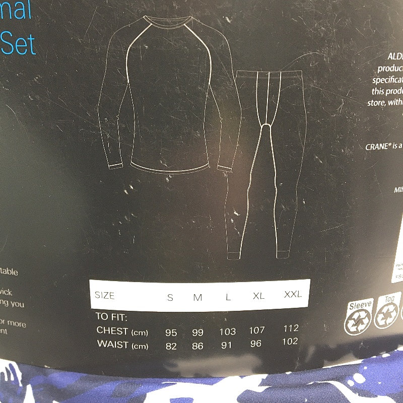 Crane Snow Extreme Navy White Long Sleeve Thermal Underwear Set Mens Size S NEW