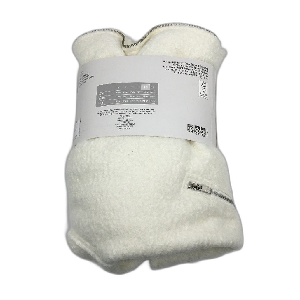 Serra Cream Faux Wool Sherpa Style Zip Up Biker Jacket Ladies Size 16 NEW