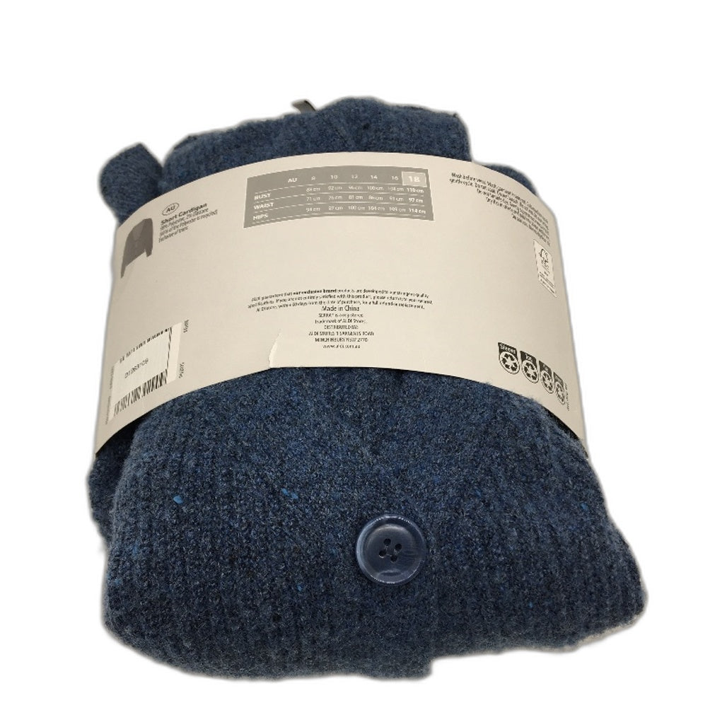 Serra Soft Navy Blue Knit Style Button Up Short Cardigan Ladies Size 18 NEW