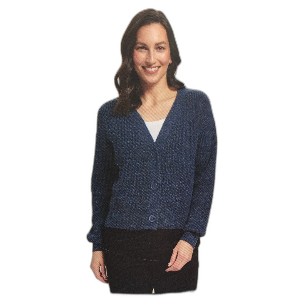 Serra Soft Navy Blue Knit Style Button Up Short Cardigan Ladies Size 18 NEW