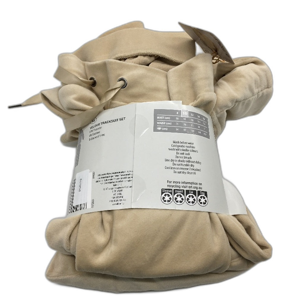 Serra Cream Soft Touch Loungewear Velour Tracksuit Set Ladies Size 10 NEW