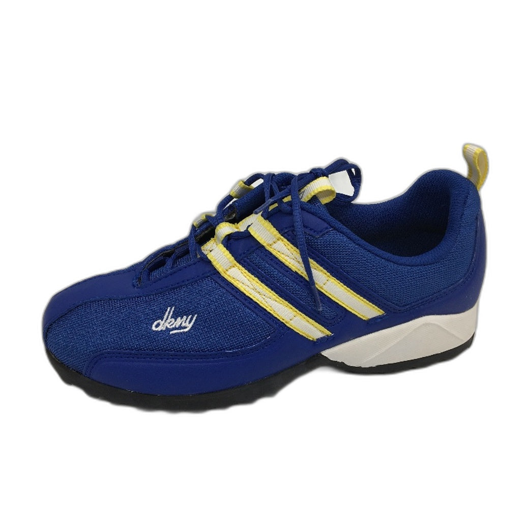DKNY Basic Blue Mesh Yellow Accent Lace Up Sneaker Shoe Youth Size 4 24cm NEW