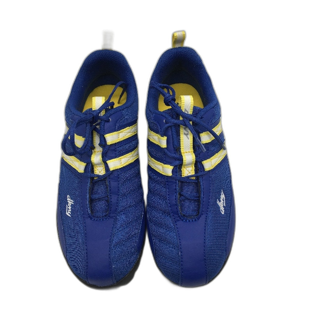 DKNY Basic Blue Mesh Yellow Accent Lace Up Sneaker Shoe Youth Size 4 24cm NEW