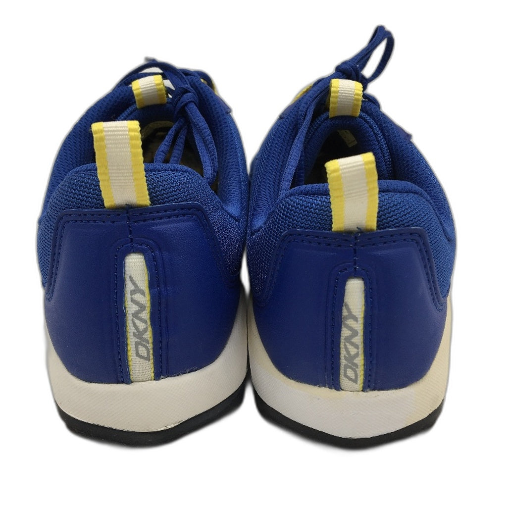 DKNY Basic Blue Mesh Yellow Accent Lace Up Sneaker Shoe Youth Size 4 24cm NEW