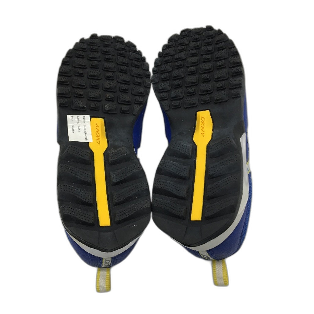DKNY Basic Blue Mesh Yellow Accent Lace Up Sneaker Shoe Youth Size 4 24cm NEW