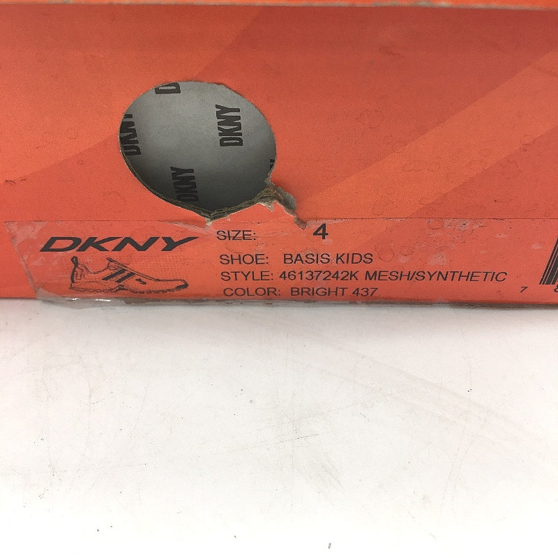 DKNY Basic Blue Mesh Yellow Accent Lace Up Sneaker Shoe Youth Size 4 24cm NEW