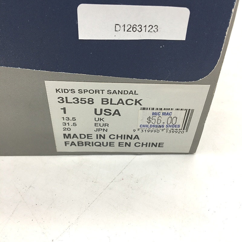 Converse Black Fabric Easy Strap Kids Sports Sandal Size US 1 EUR 31.5 19cm NEW