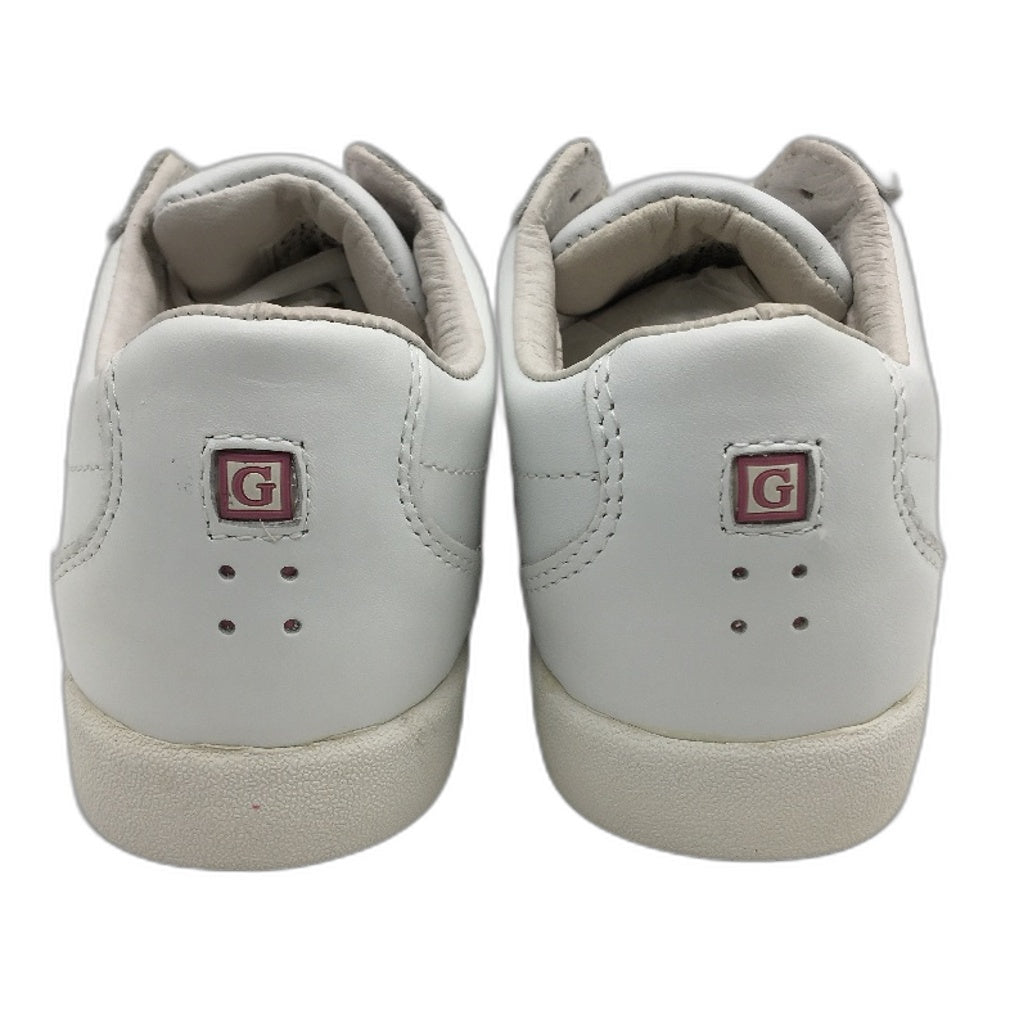 Guess Leather White & Pink Stripe Sneaker Shoe Girls Youth Size US 3 EUR 35 NEW