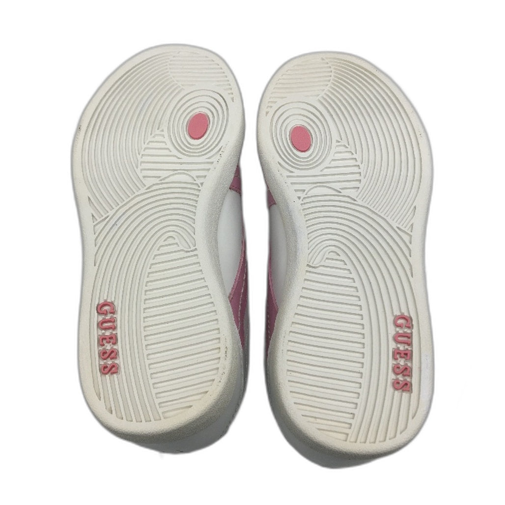 Guess Leather White & Pink Stripe Sneaker Shoe Girls Youth Size US 3 EUR 35 NEW