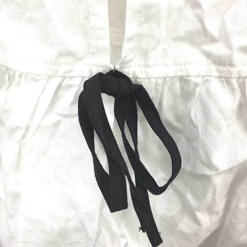 Subtitled White & Black Tie Front Short Sleeve Casual Top Ladies Size Medium