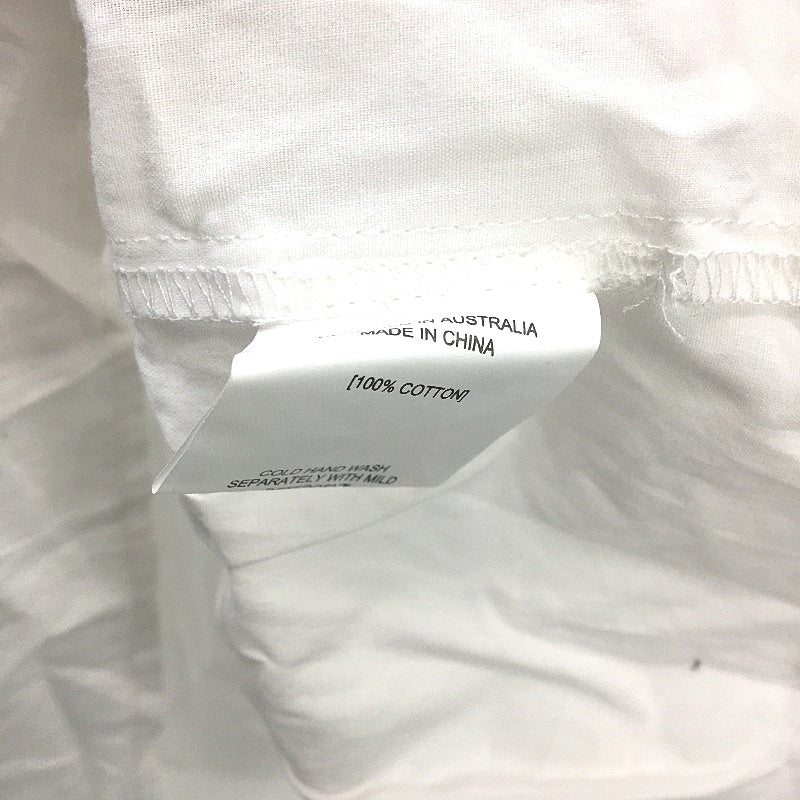 Subtitled White & Black Tie Front Short Sleeve Casual Top Ladies Size Medium