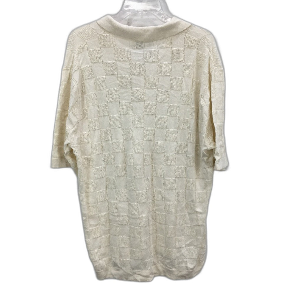 Rollas Cream Checkered Knit Button-Up Casual Lightweight Shirt Mens Size Large