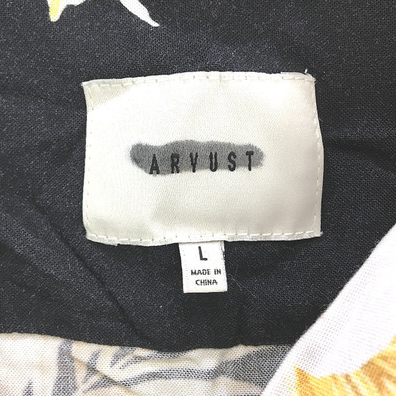 Arvust Floral Black Button-Up Flowy Casual Short Sleeve Shirt Mens Size Large