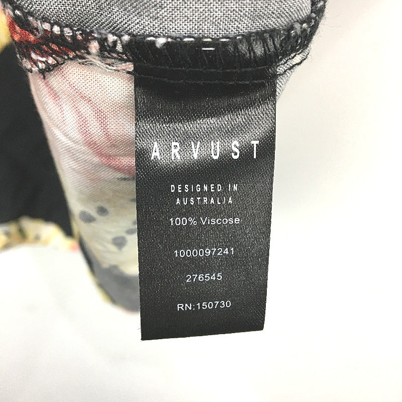 Arvust Floral Black Button-Up Flowy Casual Short Sleeve Shirt Mens Size Large