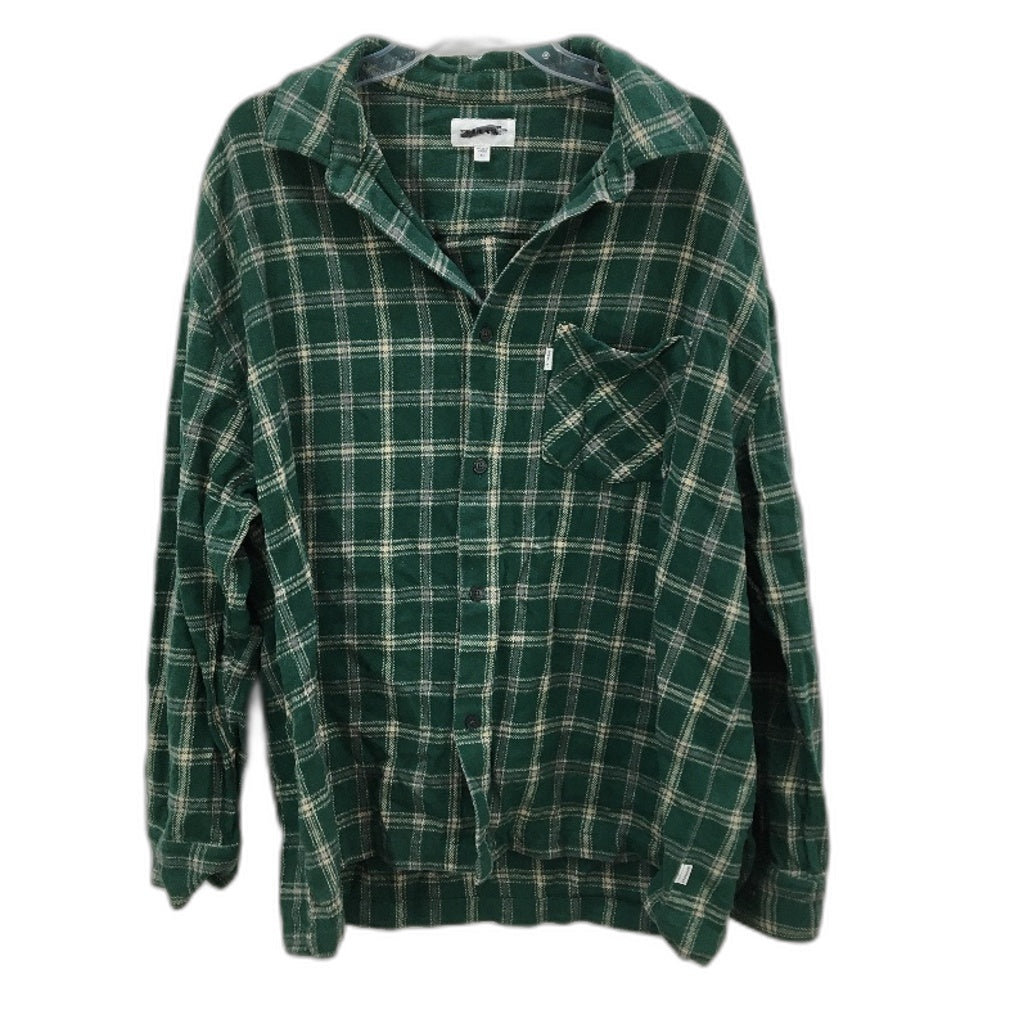 Spencer Project Green Long Sleeve Button-Up Flannel Shirt Mens Size X-Large