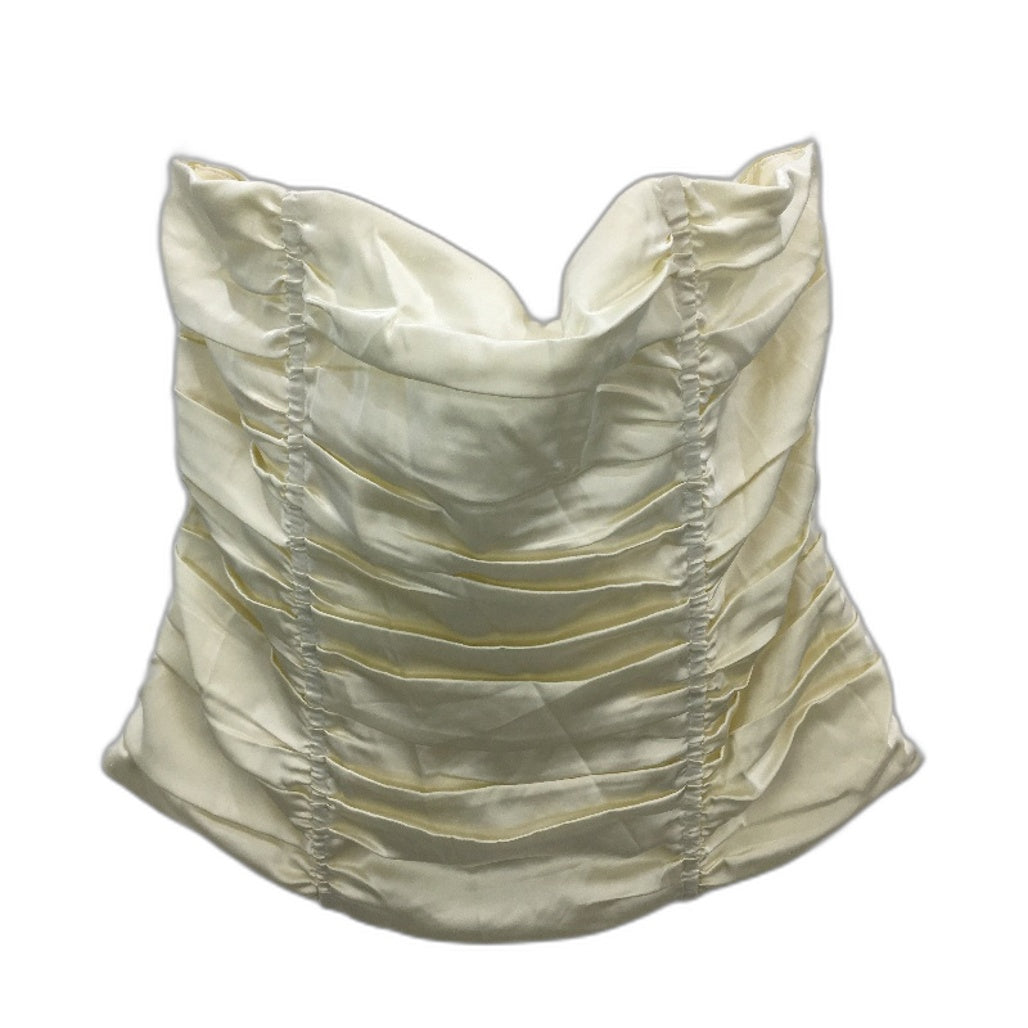 Lioness Cream Zip-Back Ruffled Tube Strapless Bodice Corset Top Ladies Sz Small