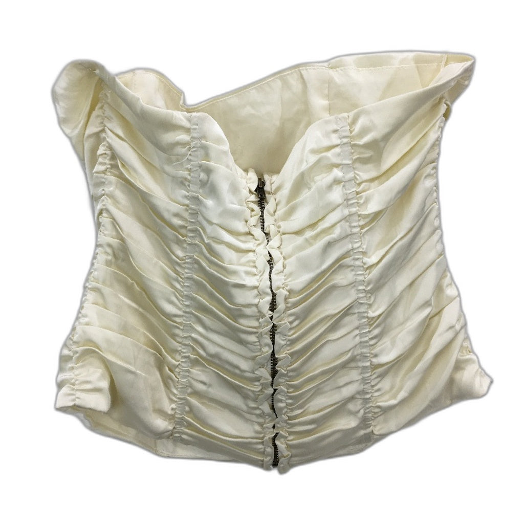 Lioness Cream Zip-Back Ruffled Tube Strapless Bodice Corset Top Ladies Sz Small