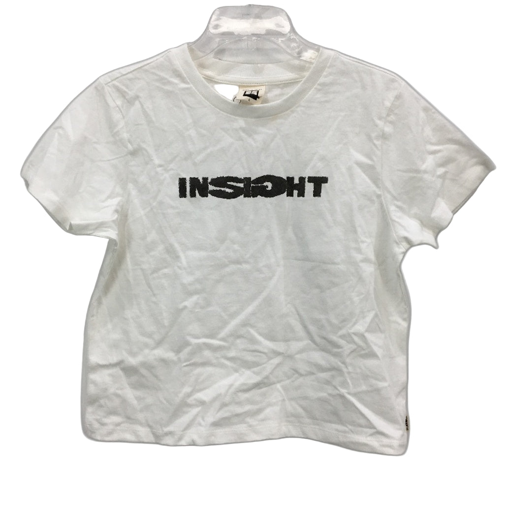 Insight White Cropped Graphic Tee Logo Relaxed Fit T-Shirt Ladies Size Large