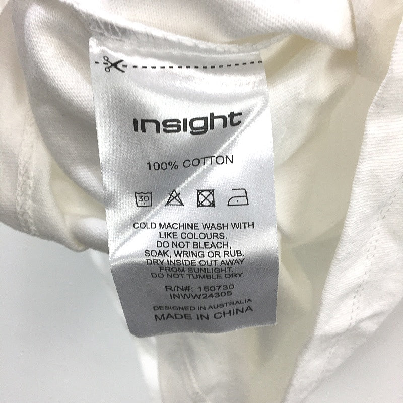 Insight White Cropped Graphic Tee Logo Relaxed Fit T-Shirt Ladies Size Large