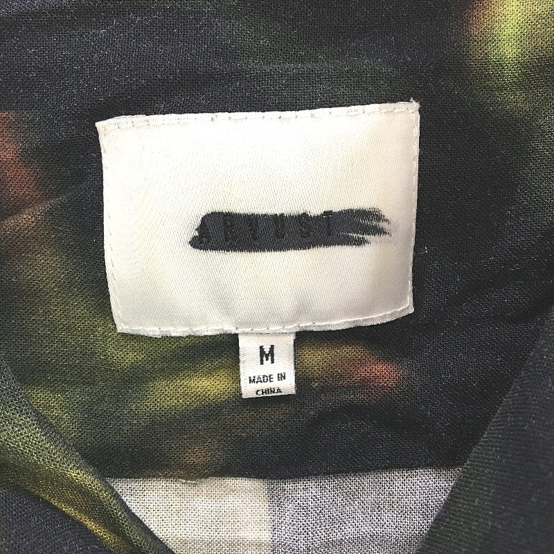 Arvust Floral Black Button-Up Flowy Casual Short Sleeve Shirt Mens Size Medium