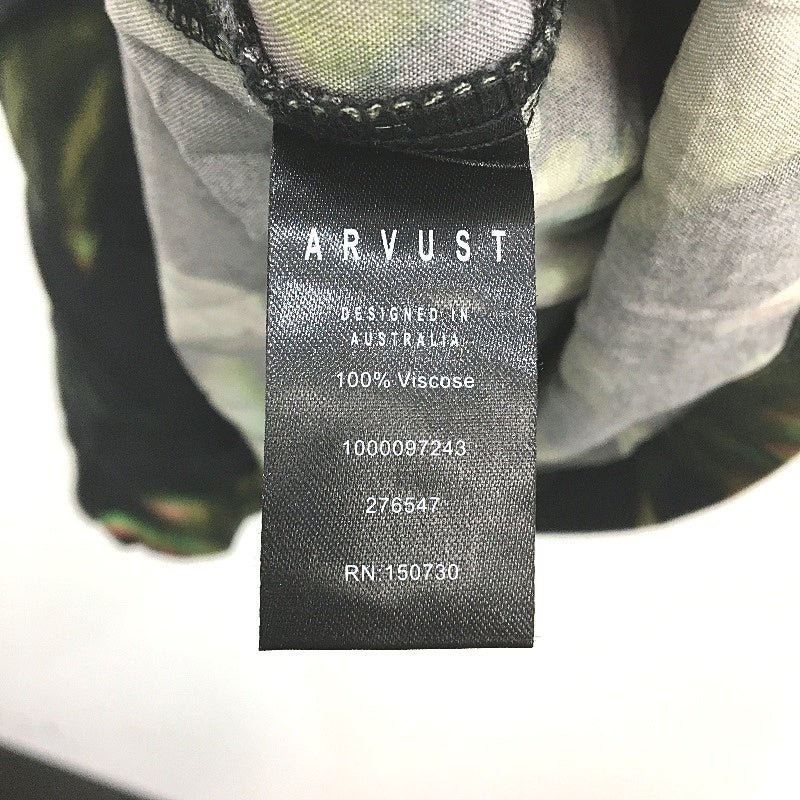 Arvust Floral Black Button-Up Flowy Casual Short Sleeve Shirt Mens Size Medium