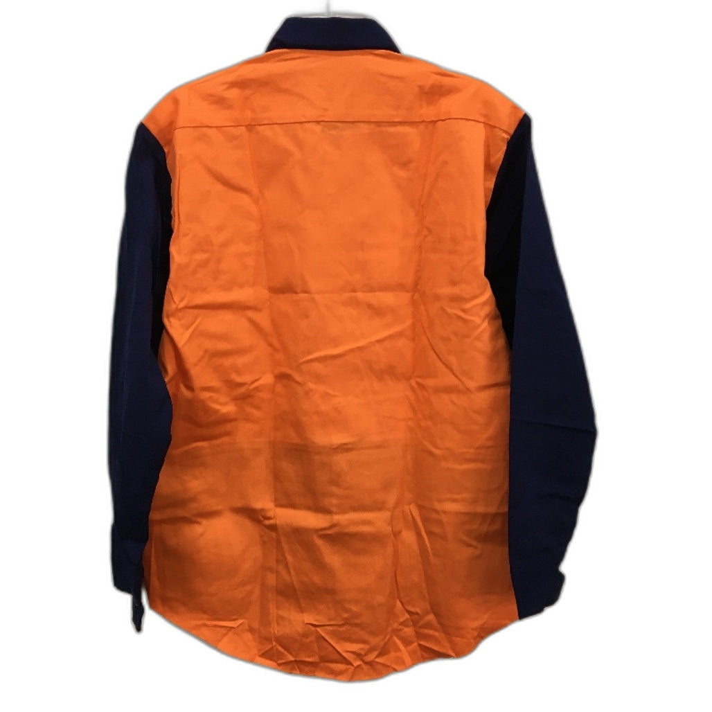 Hard Yakka Orange Hi-Vis 2 Tone Long Sleeve Button Up Shirt Mens Size Medium