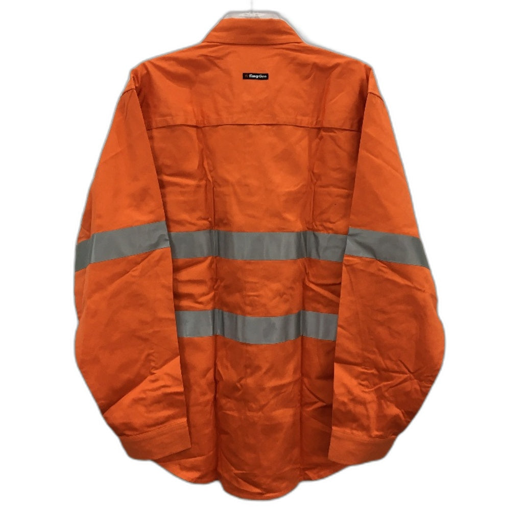 King Gee Orange Hi-Vis Long Sleeve Button Up Vented Work Shirt Mens Size Large
