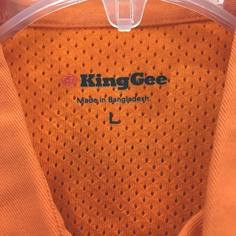 King Gee Orange Hi-Vis Long Sleeve Button Up Vented Work Shirt Mens Size Large