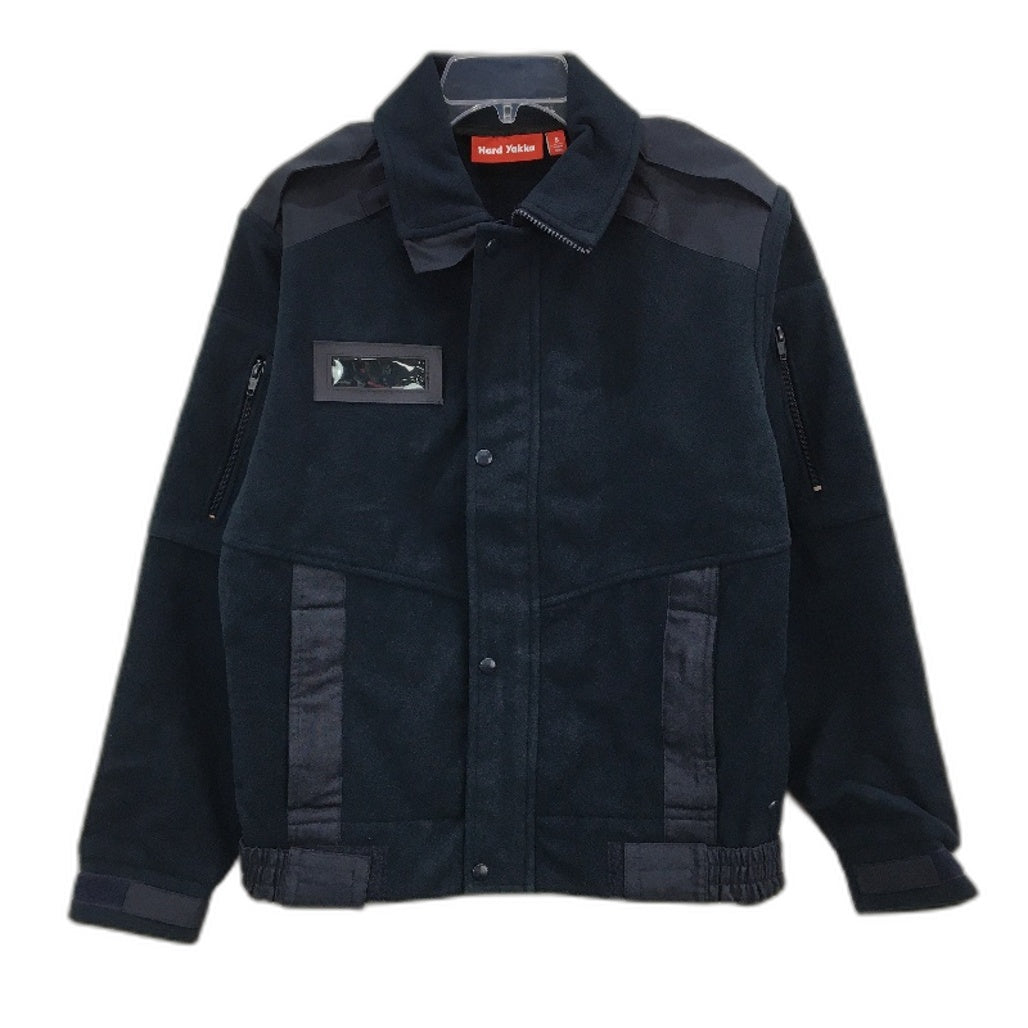 Hard Yakka Navy Button Up Fleece Collared Work Jacket Mens Size Small