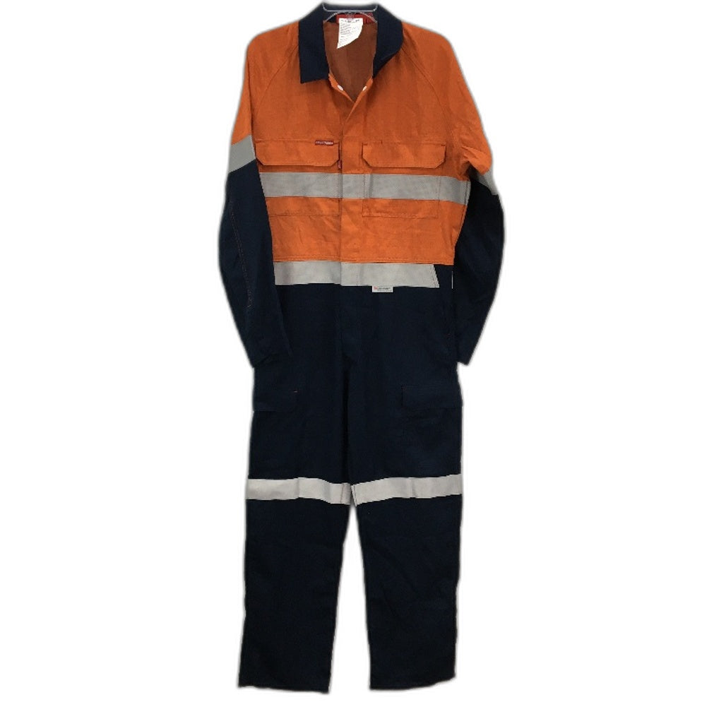 Hard Yakka Orange Hi-Vis Stripe Button Up Drill Work Coverall Mens Size 92R