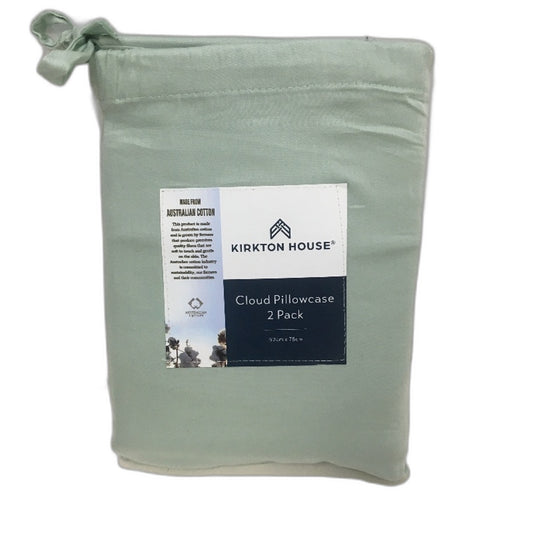 Kirkton House 2 Pack Green Soft Cloud Pillowcases 400TC Cotton 52cm x 78cm