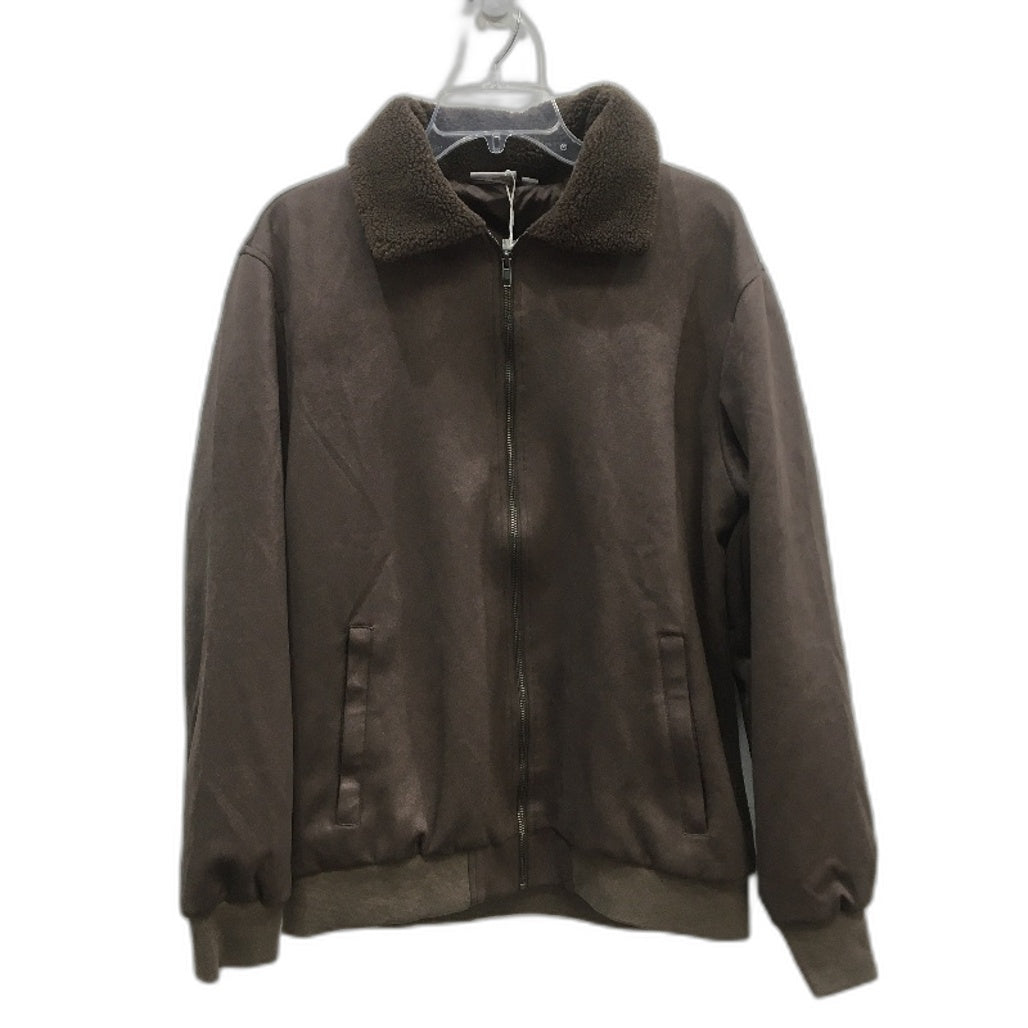 Westbay Soft Zip-Up Brown Fluffy Collared Winter Jacket Mens Size Large