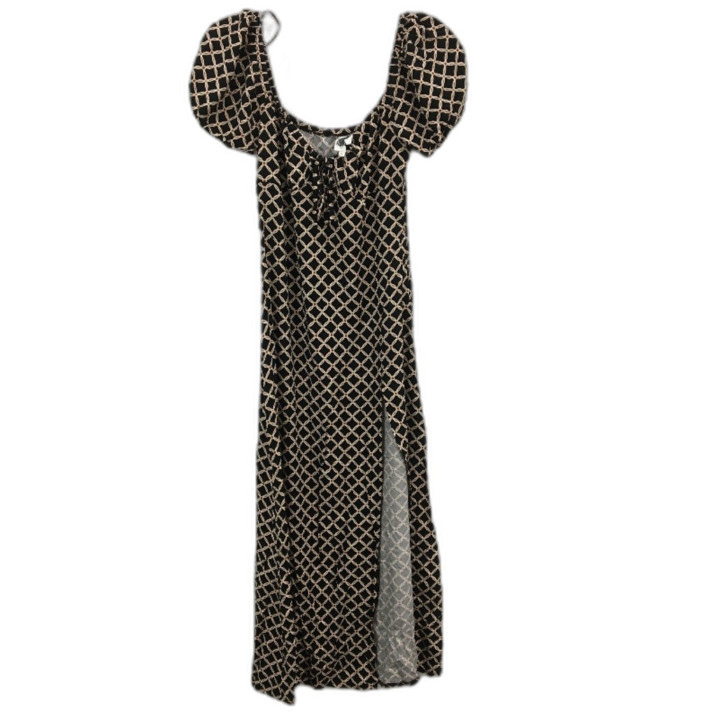 Don't Ask Amanda Emily Gathered Black High Slit Midi Dress Ladies Size Small NEW