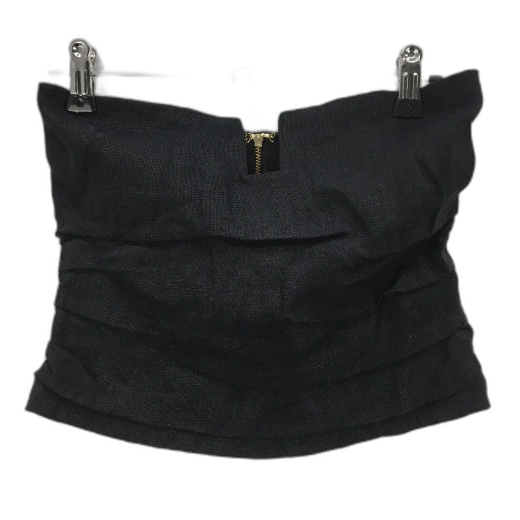 Subtitled Lui Cut Out Black Linen Bandeau Strapless Top Ladies Size XS EW