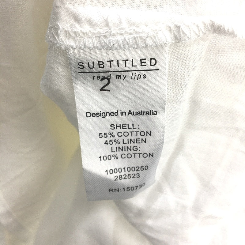 Subtitled Cut Out Linen Blend Tiered White Midi Dress Ladies Size Large NEW