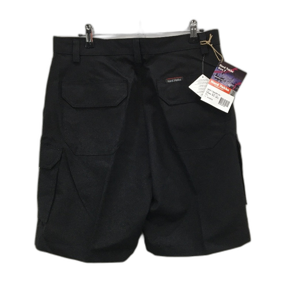 Hard Yakka Black Gen Y UPF50+ Cargo Side Pocket Work Shorts Mens Size 82R NEW