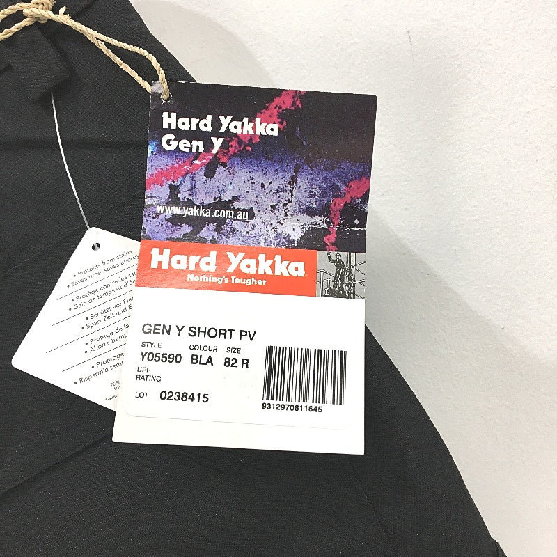Hard Yakka Black Gen Y UPF50+ Cargo Side Pocket Work Shorts Mens Size 82R NEW