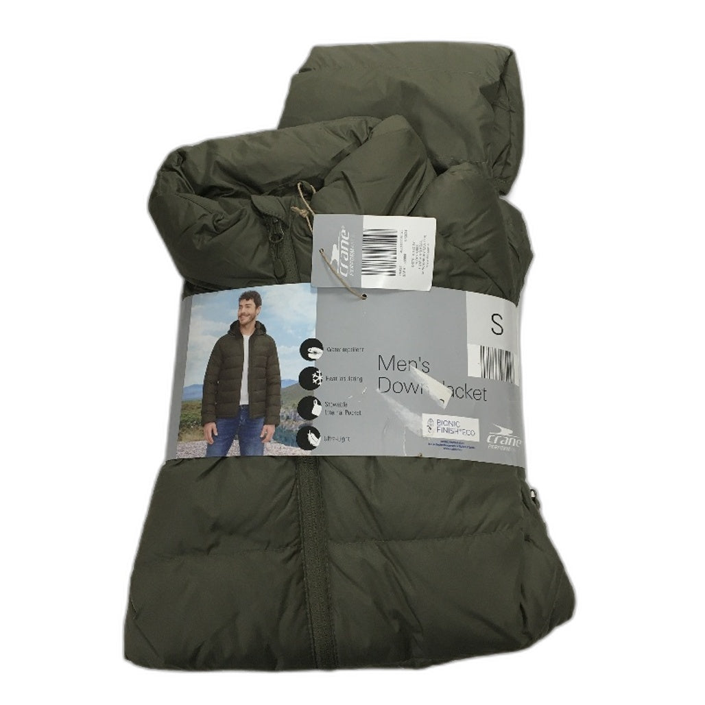 Crane Performance Green Water Repellent Feather & Down Jacket Mens Size S NEW